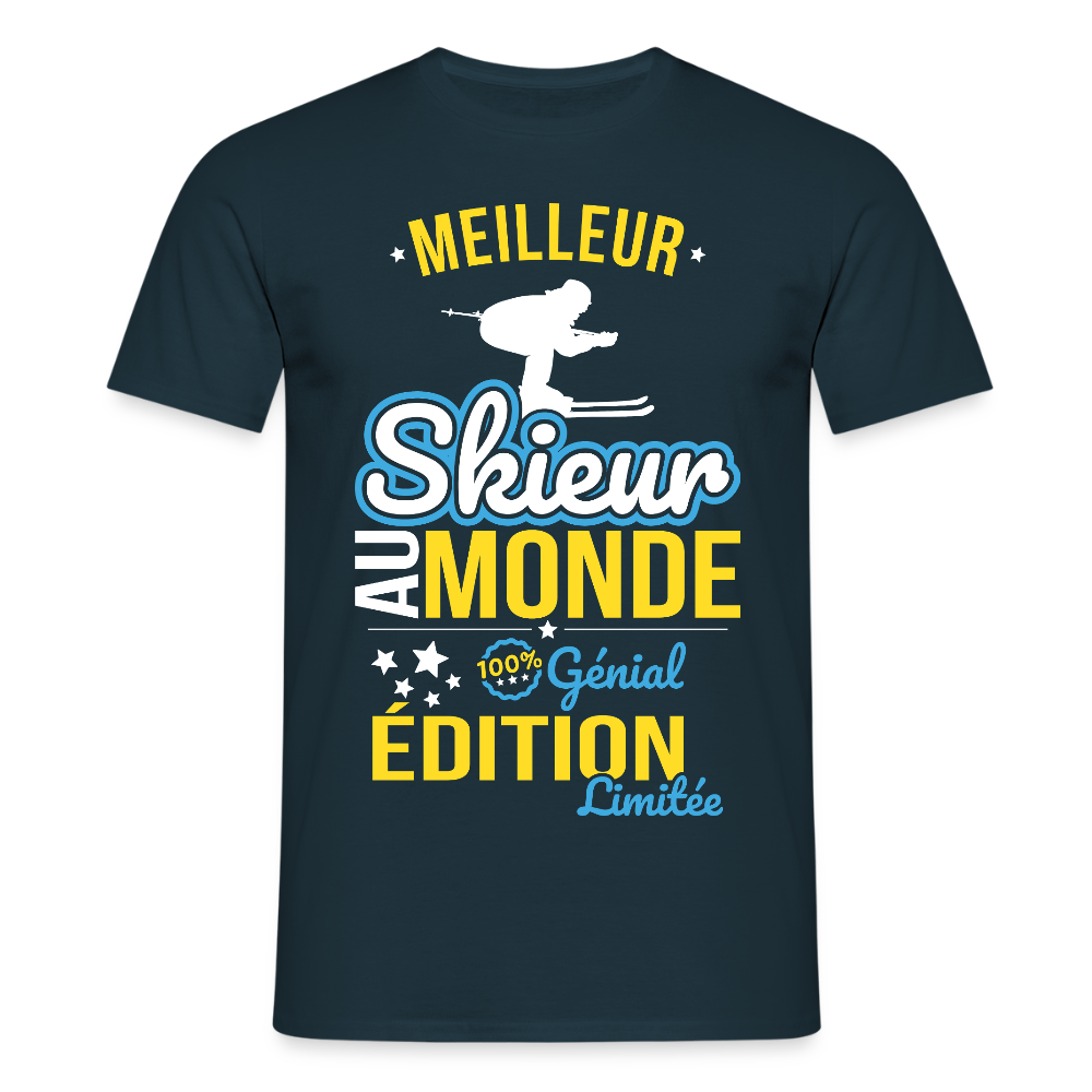 T-shirt Homme - Meilleur Skieur au monde - 100% génial - marine