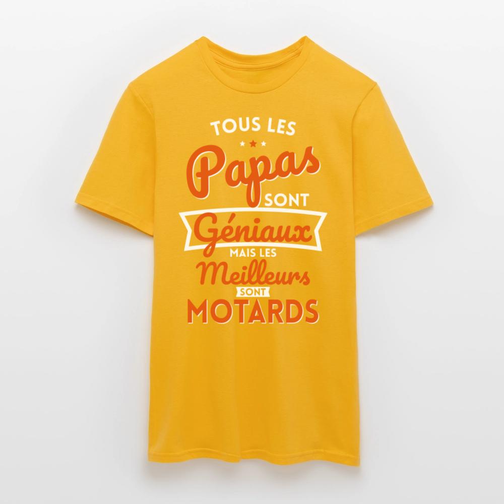 T-shirt Homme - Papas géniaux - Les meilleurs sont motards - jaune