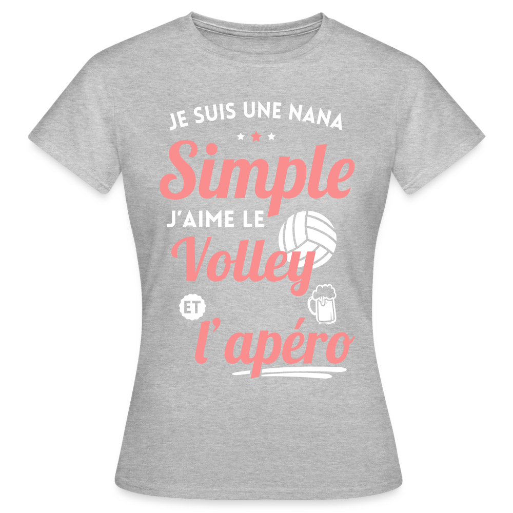 T-shirt Femme - J'aime le volley et l'apéro - gris chiné