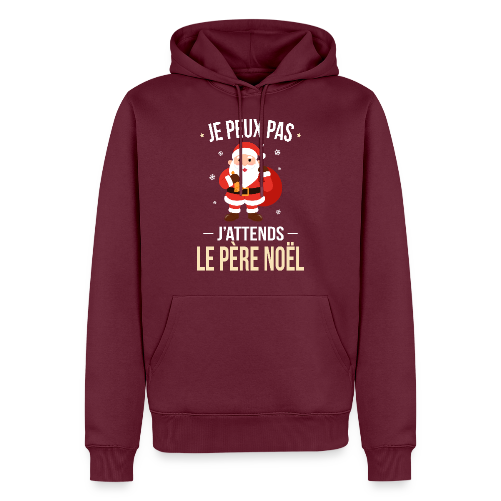 Sweat à capuche premium homme – Je peux pas, j’attends le Père Noël – Hoodie Noël humoristique - bourgogne