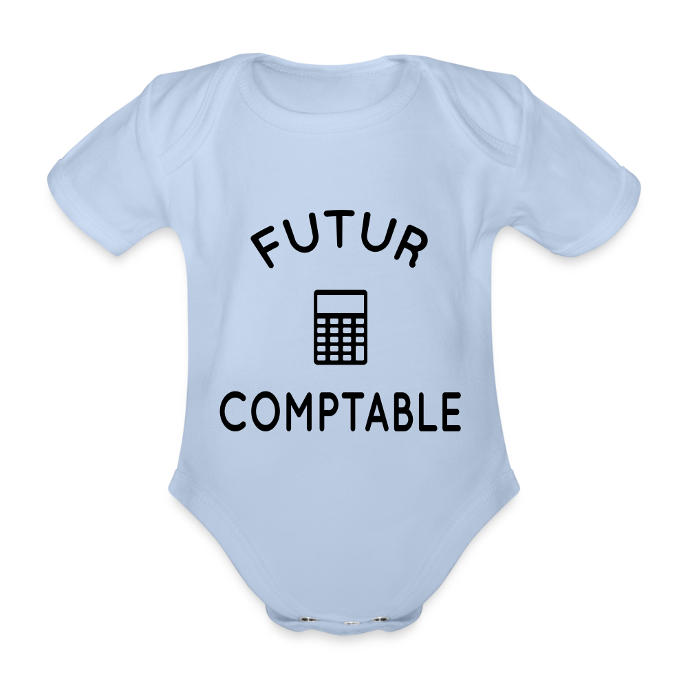 Body Bébé bio manches courtes - Futur comptable - ciel