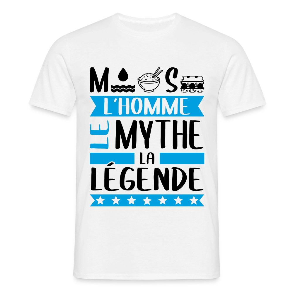 T-shirt homme coloris clair Maurice en rébus – L’homme, le mythe, la légende - blanc