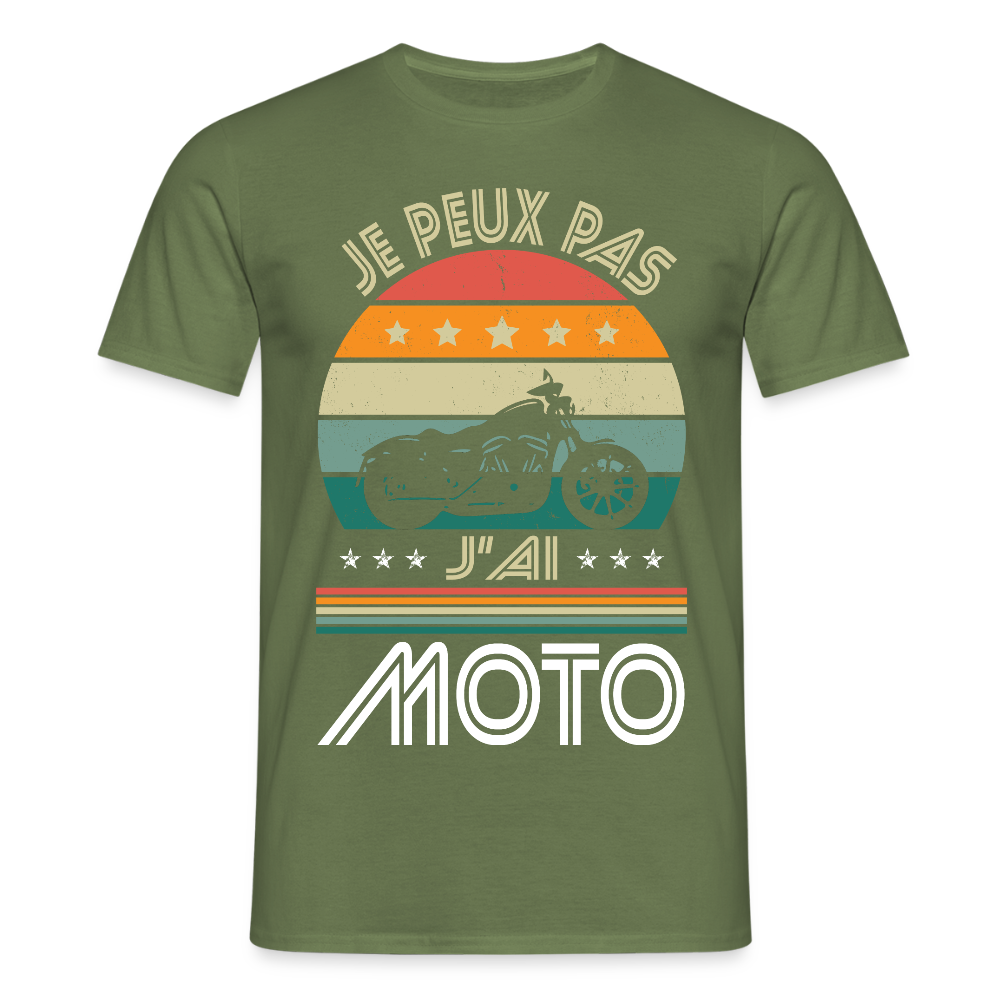 T-shirt Homme - Je peux pas j'ai Moto - vert militaire