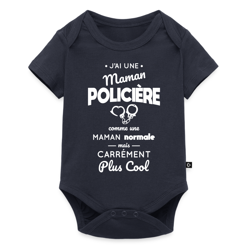 Body Bébé bio manches courtes - J'ai une maman policière - bleu marine