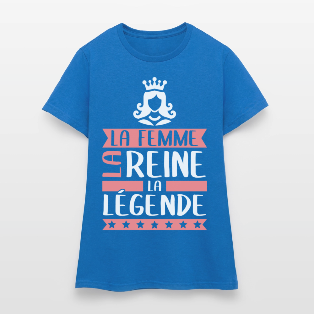 T-shirt femme Reine rébus – La femme, la reine, la légende - bleu royal