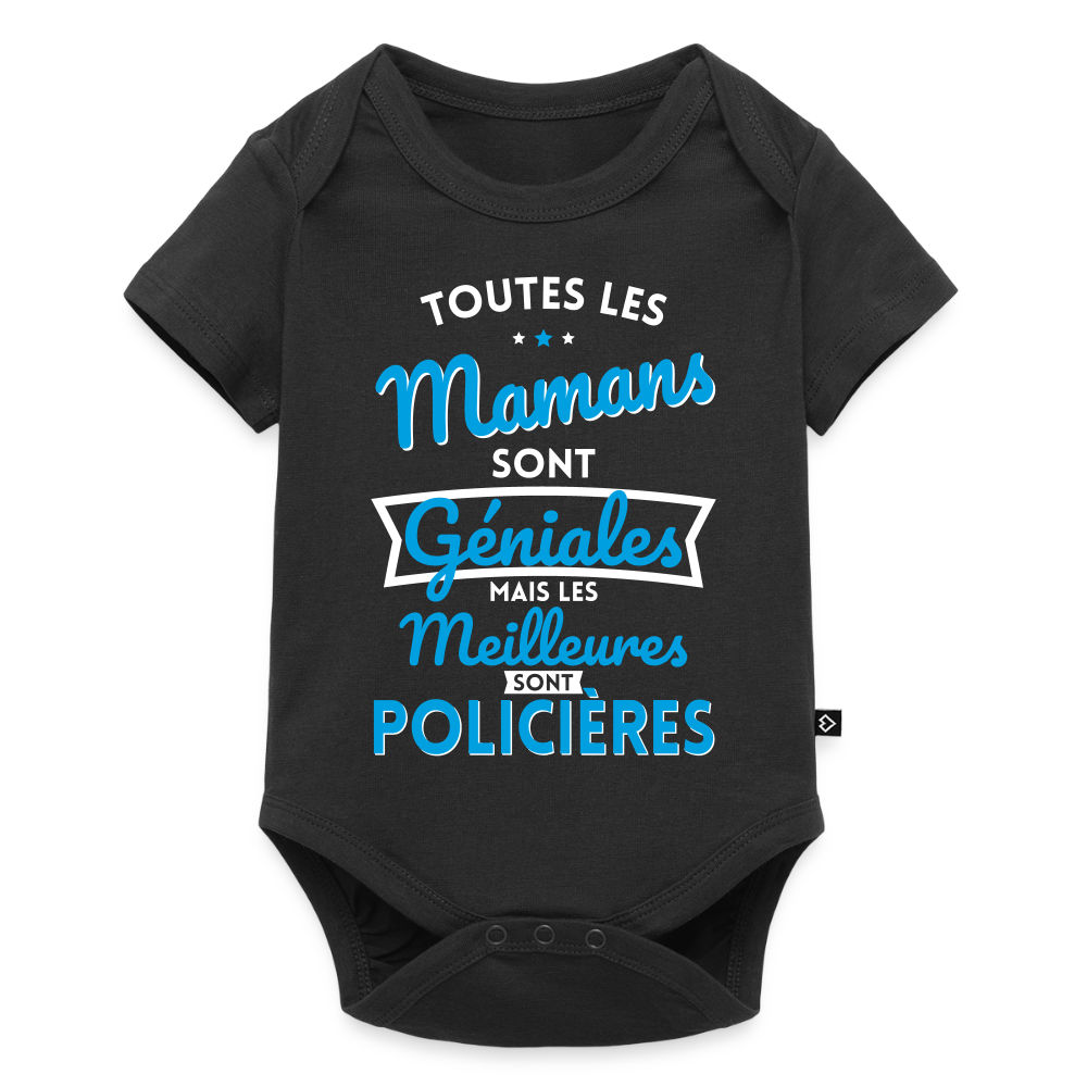 Body Bébé bio manches courtes - Mamans géniales - Les meilleures sont policières - noir