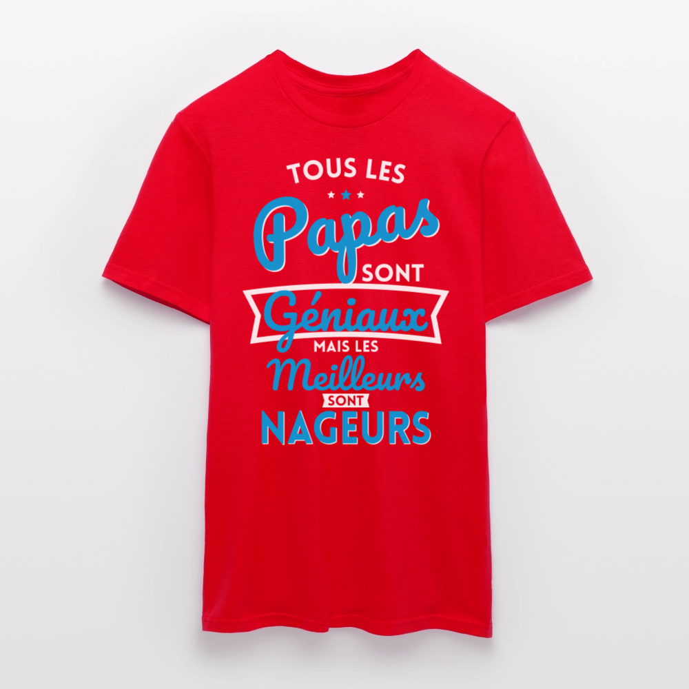 T-shirt Homme - Papas géniaux - Les meilleurs sont nageurs - rouge