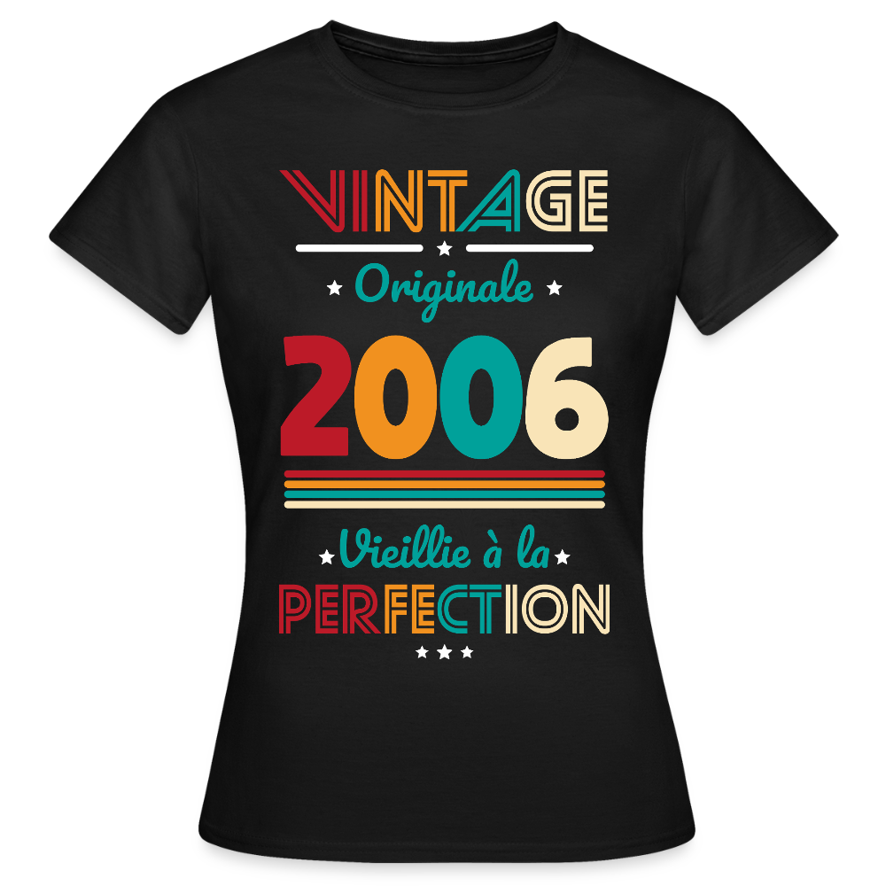 T-shirt anniversaire femme 20 ans – Vintage, originale, 2006 - noir