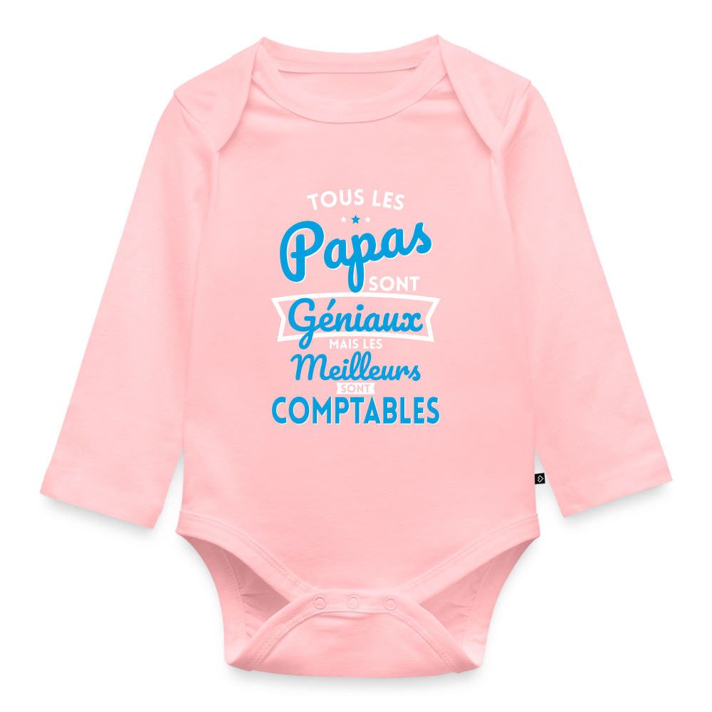 Body Bébé bio manches longues - Papas géniaux - Les meilleurs sont comptables - rose