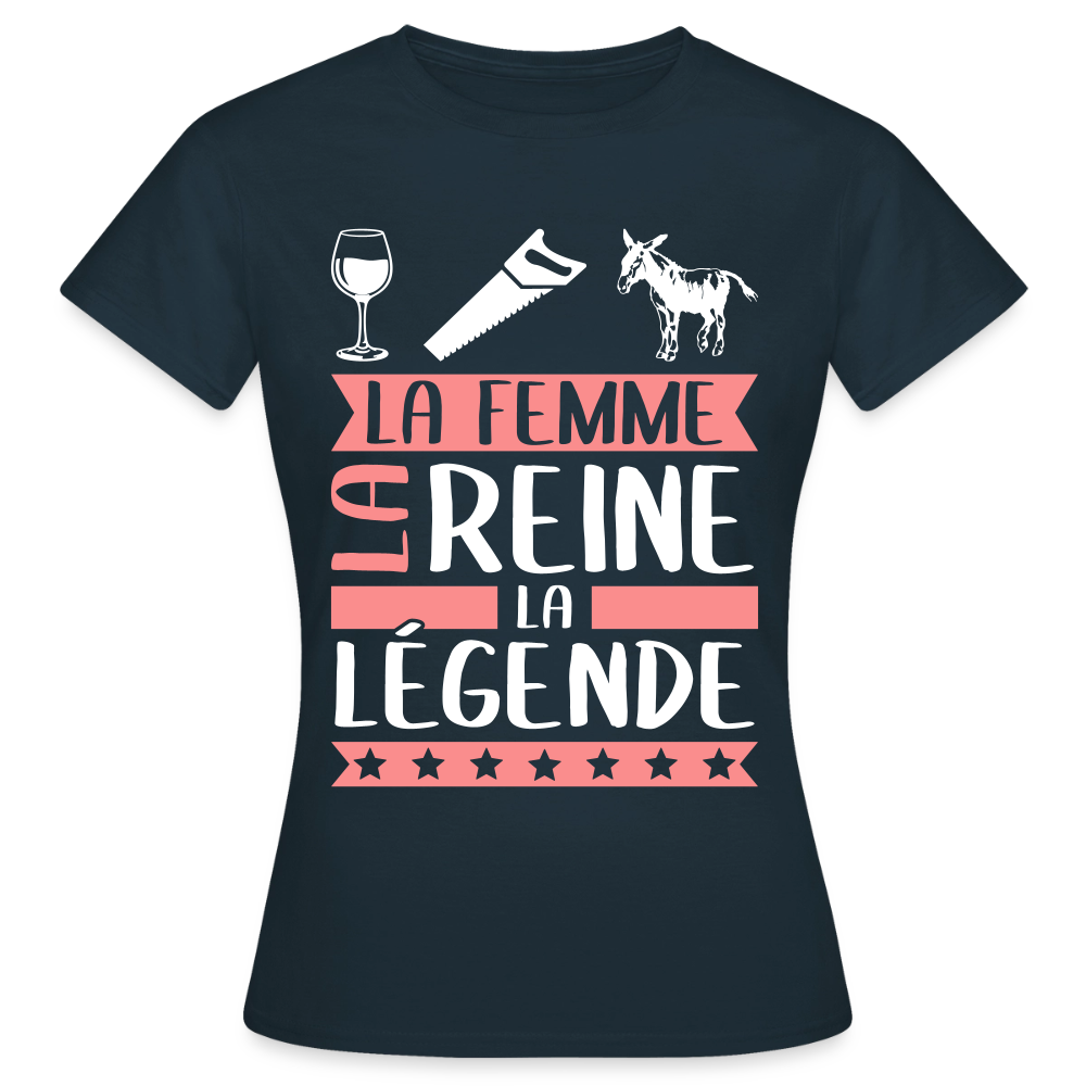 T-shirt femme Vinciane rébus – La femme, la reine, la légende - marine