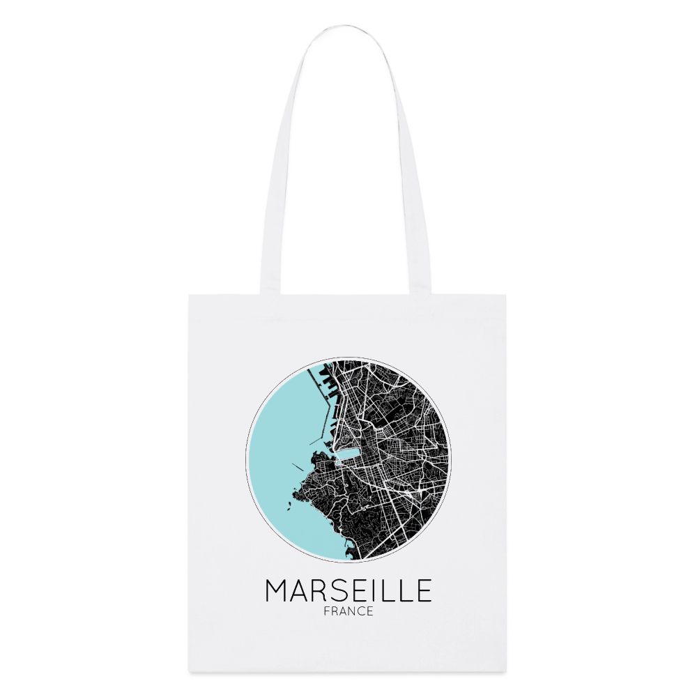 Tote Bag Marseille Bio Coloris Clair – Plan de Marseille - blanc