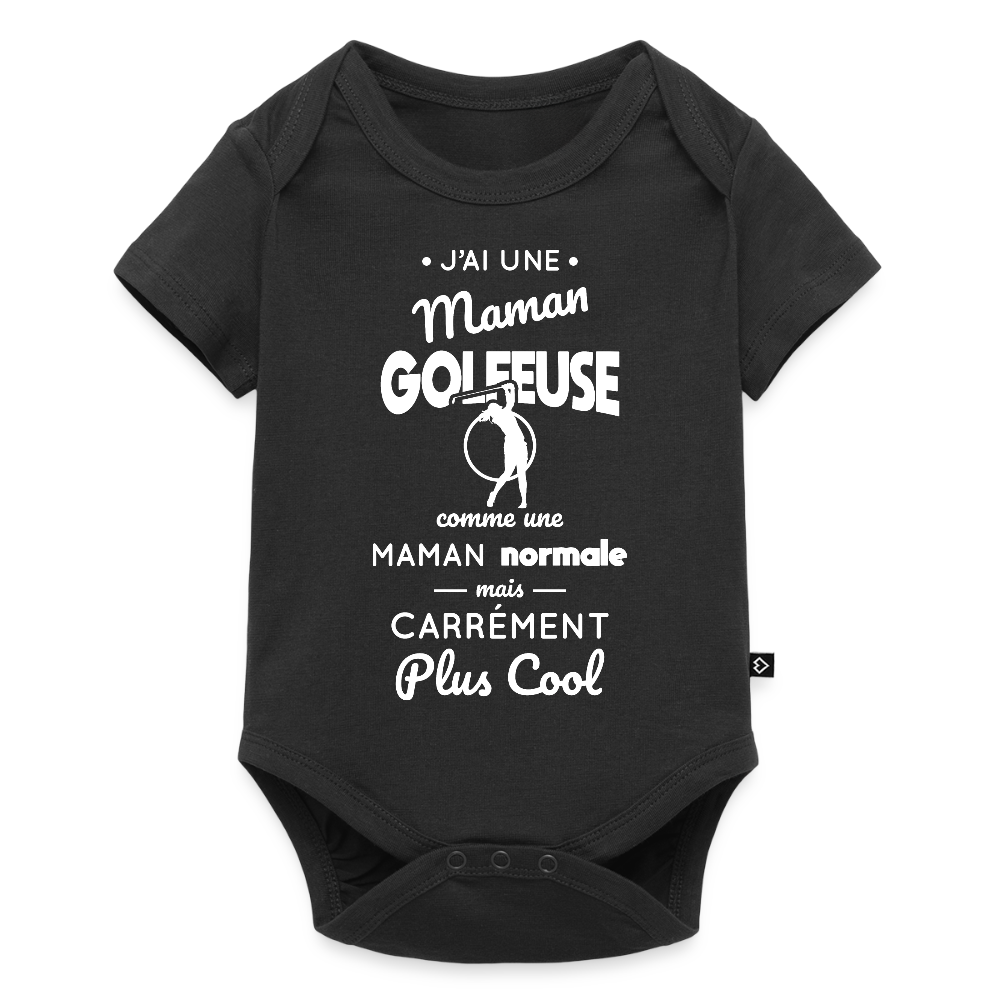 Body Bébé bio manches courtes - J'ai une maman golfeuse - noir