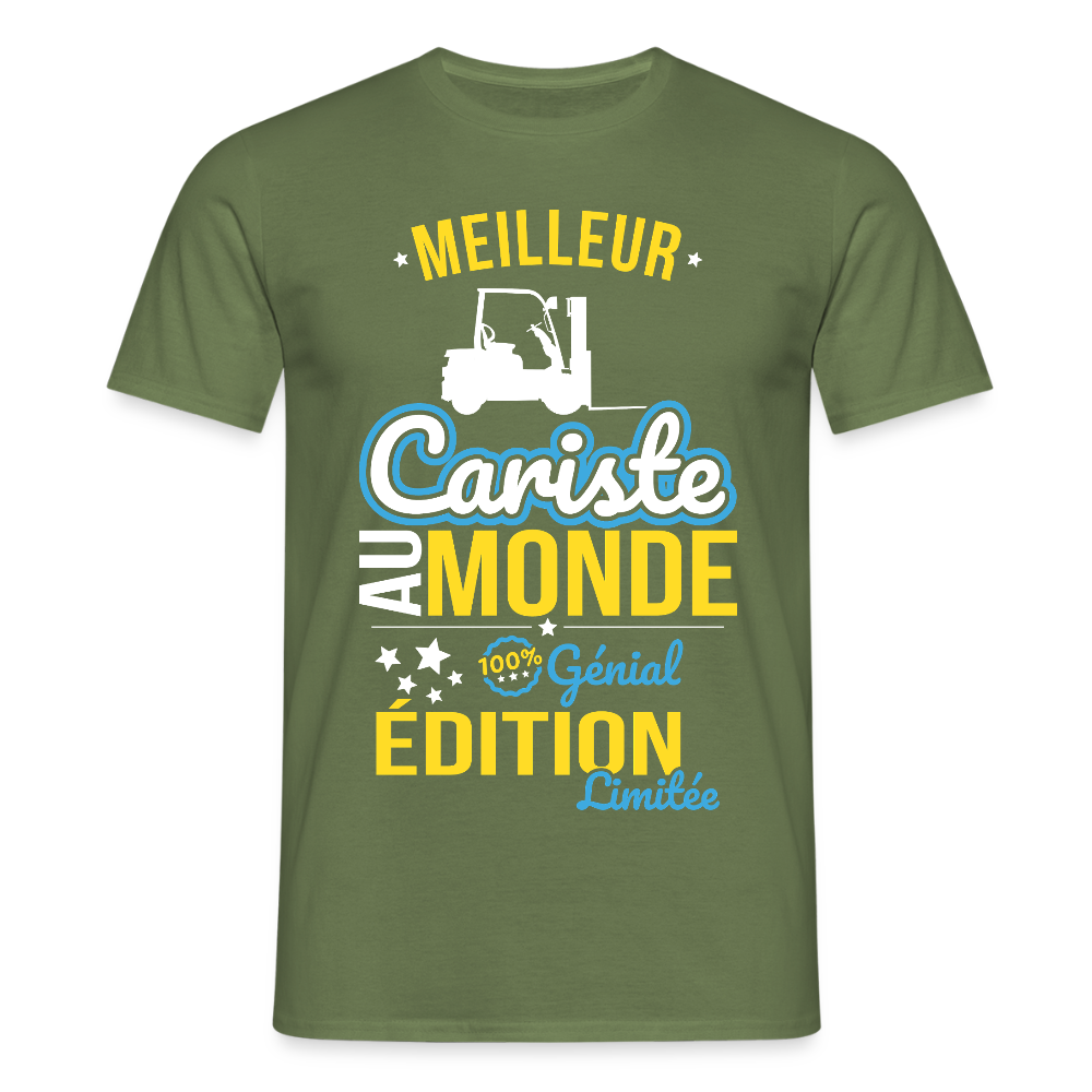 T-shirt Homme - Meilleur Cariste au monde - 100% génial - vert militaire