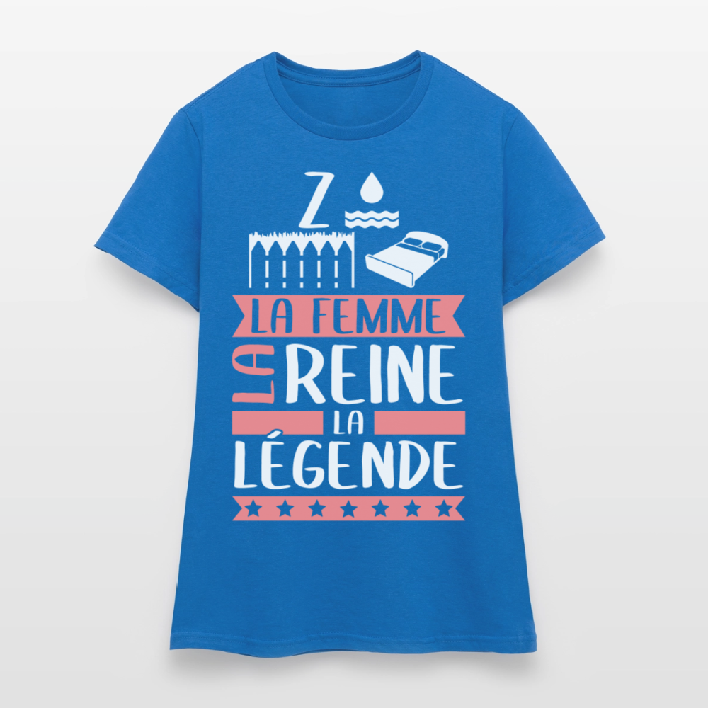 T-shirt femme Zoélie rébus – La femme, la reine, la légende - bleu royal