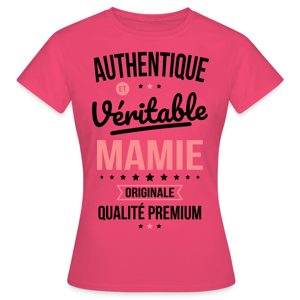 T-shirt Femme - Authentique et véritable Mamie - rose azalée