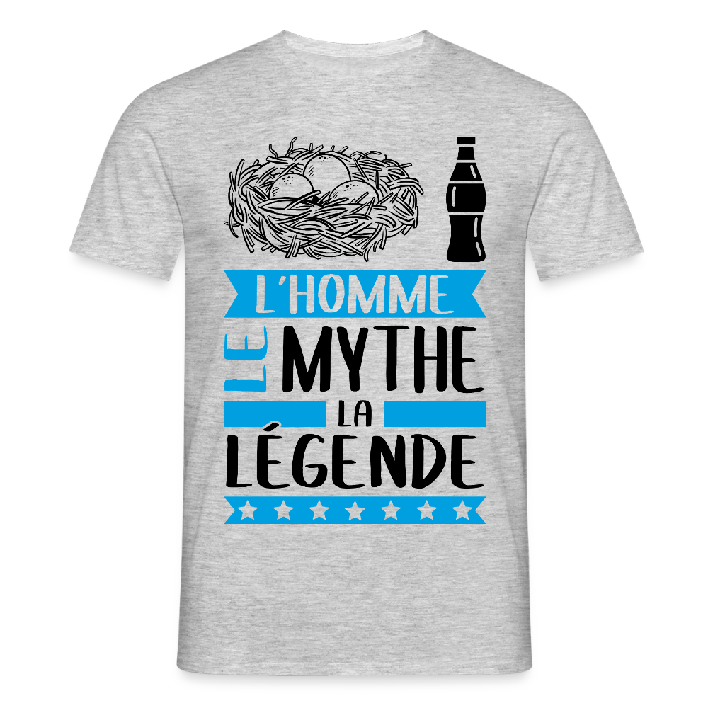 T-shirt homme coloris clair Nicolas en rébus – L’homme, le mythe, la légende - gris chiné