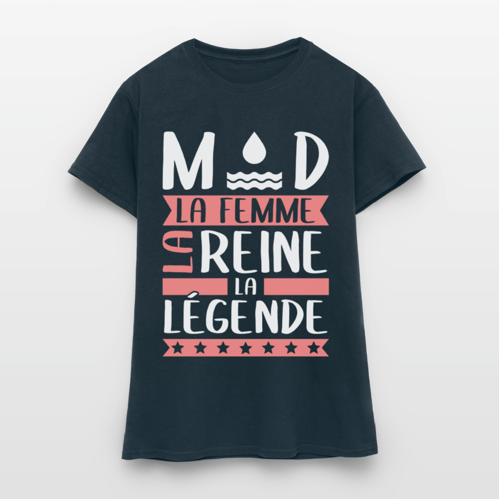 T-shirt femme Maud rébus – La femme, la reine, la légende - marine