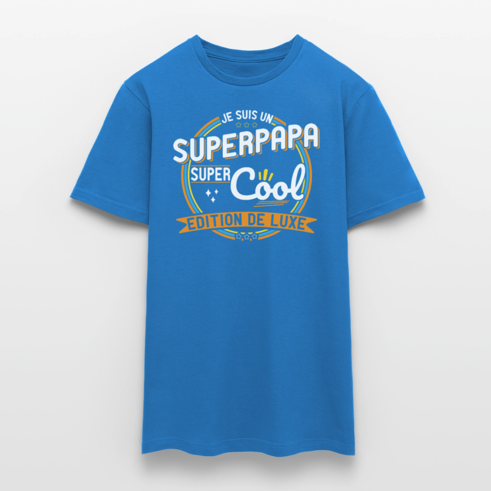 T-shirt Homme - Je suis un Super papa super cool - bleu royal