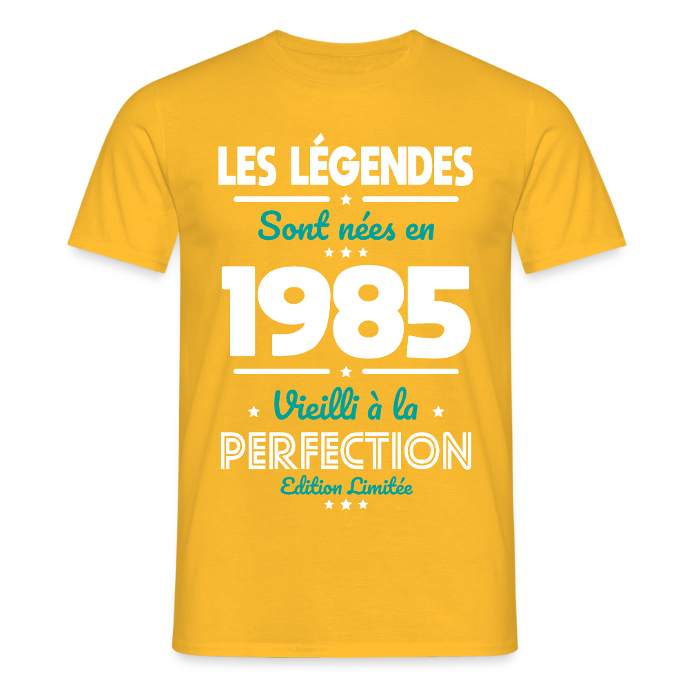T-shirt Homme - Anniversaire 40 Ans - Les Légendes sont nées en 1985 - jaune