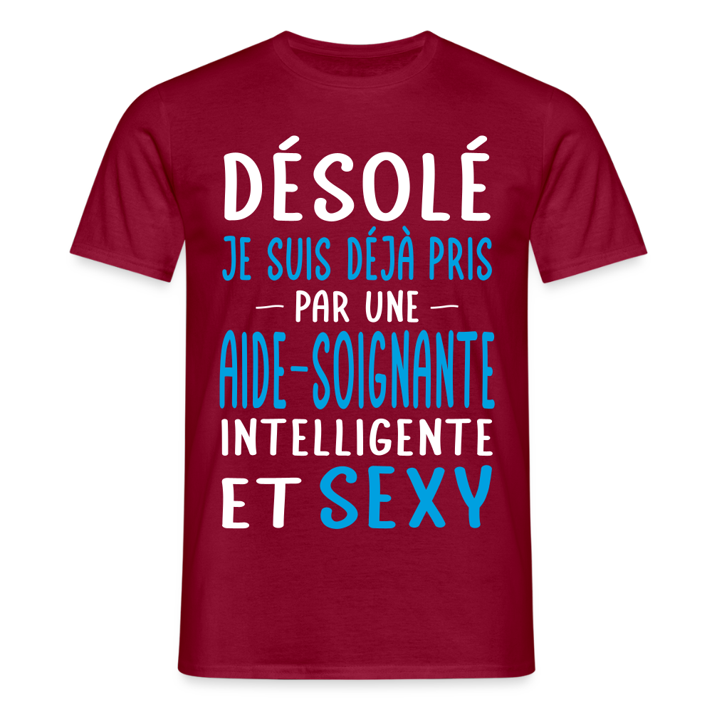 T-shirt Homme - Je suis déjà pris par une aide-soignante intelligente et sexy - rouge brique