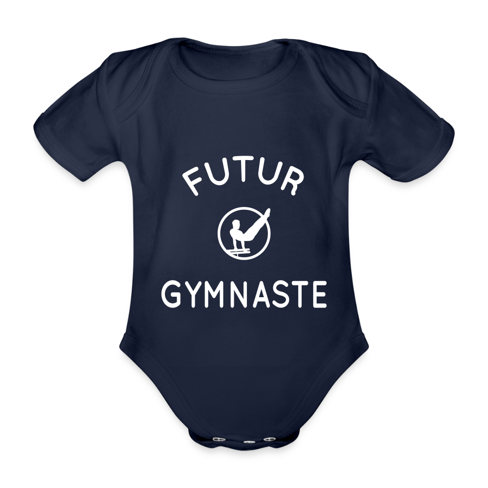 Body Bébé bio manches courtes - Futur gymnaste - marine foncé