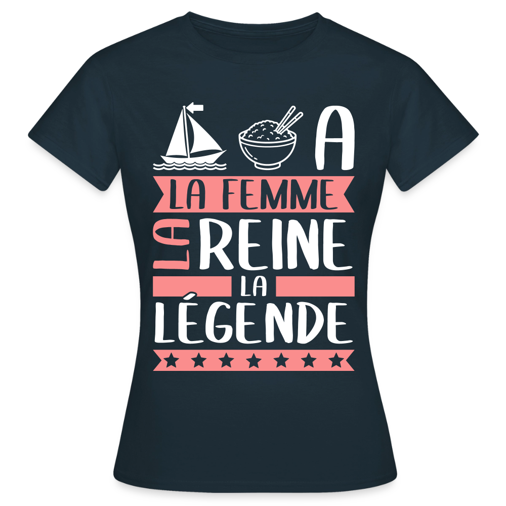 T-shirt femme Maria rébus – La femme, la reine, la légende - marine