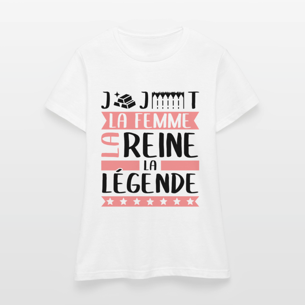 T-shirt femme coloris clair Georgette rébus – La femme, la reine, la légende - blanc