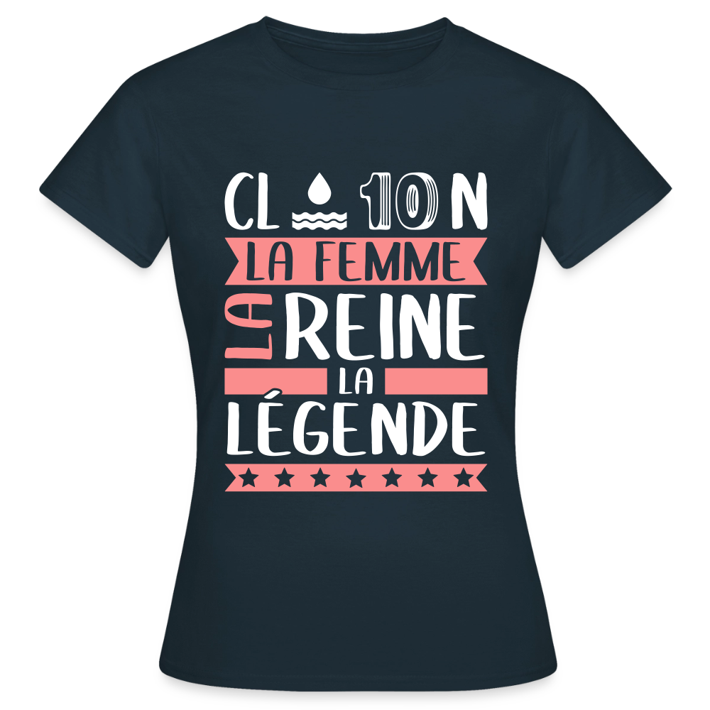 T-shirt femme Claudine rébus – La femme, la reine, la légende - marine