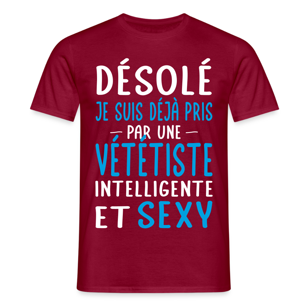 T-shirt Homme - Je suis pris par une vététiste intelligente et sexy - rouge brique