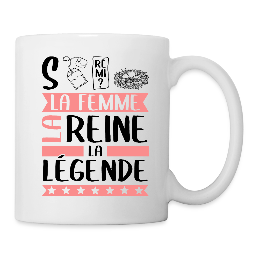 Mug blanc Stéphanie rébus – La femme, la reine, la légende - blanc
