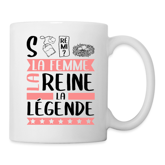 Mug blanc Stéphanie rébus – La femme, la reine, la légende - blanc