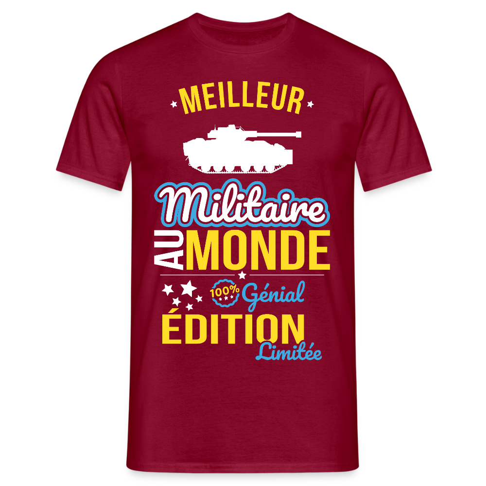 T-shirt Homme - Meilleur Militaire au monde - 100% génial - rouge brique