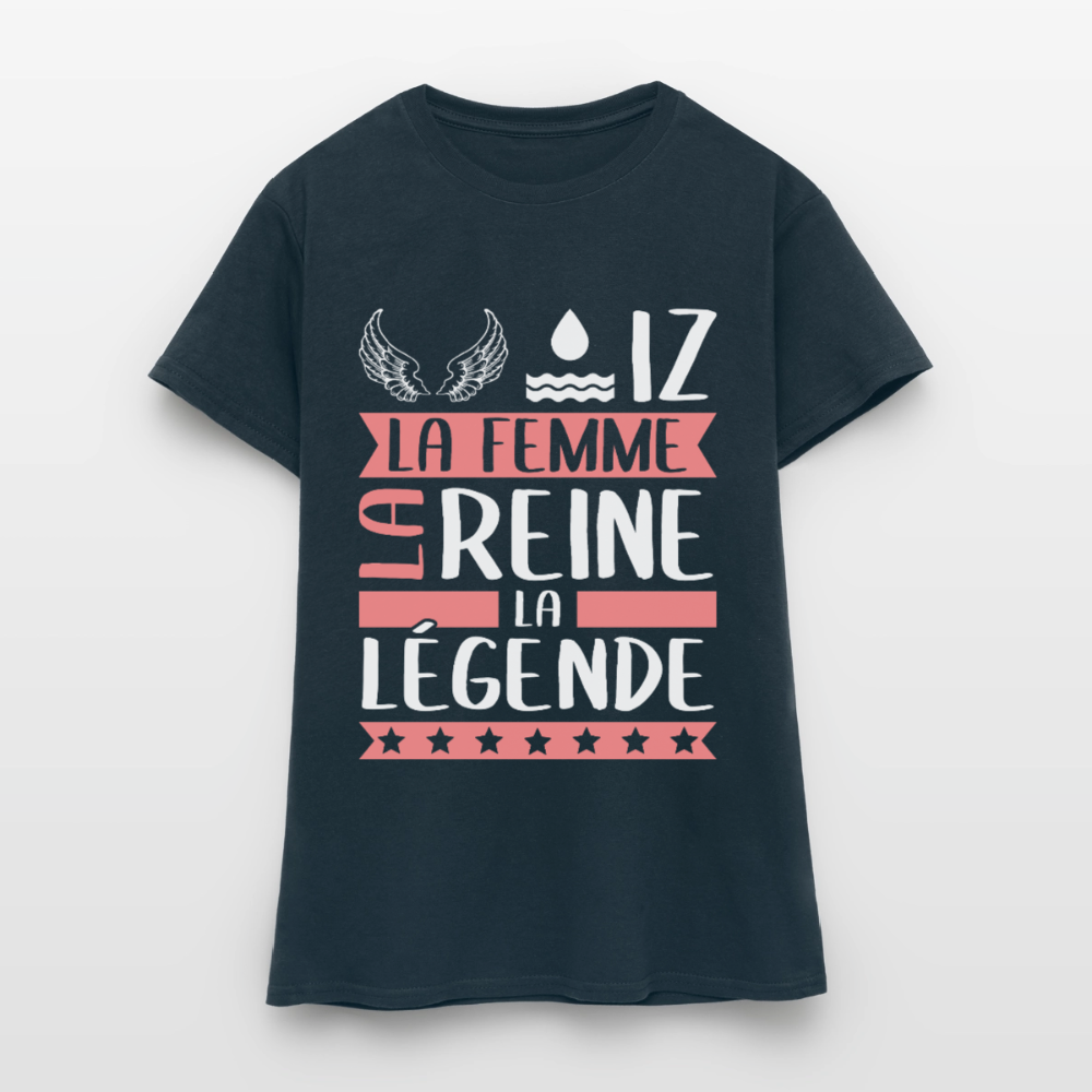 T-shirt femme Héloïse rébus – La femme, la reine, la légende - marine