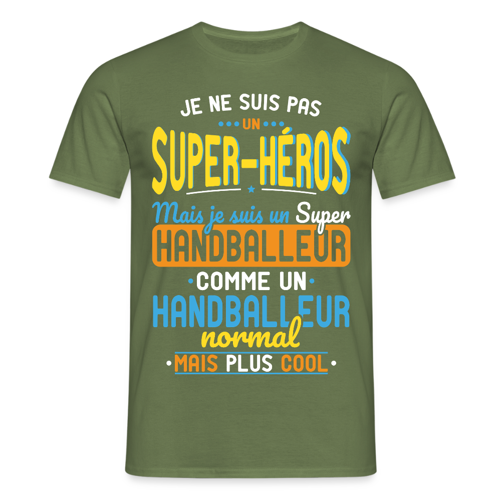 T-shirt Homme - Pas un Super-Héros mais un super Handballeur - vert militaire