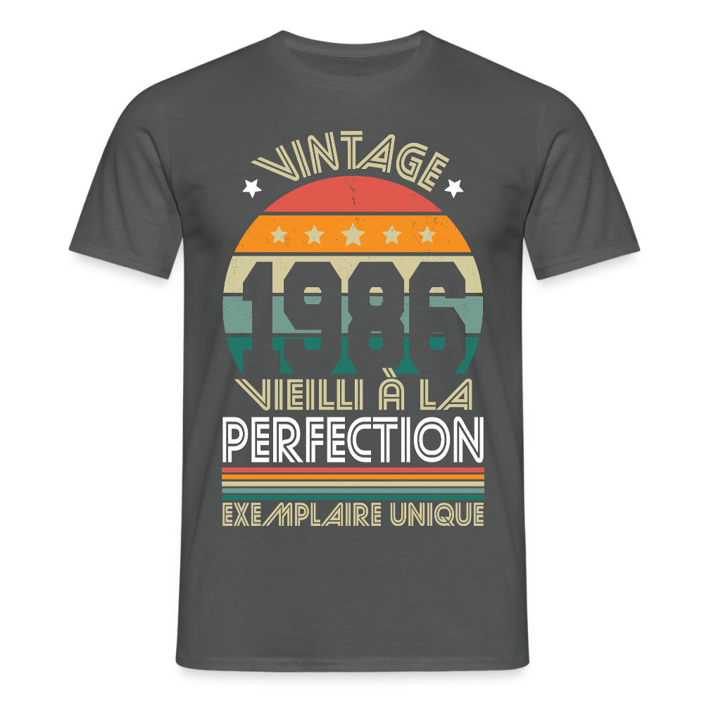 T-shirt anniversaire homme 40 ans – Vintage 1986 - Exemplaire unique - charbon