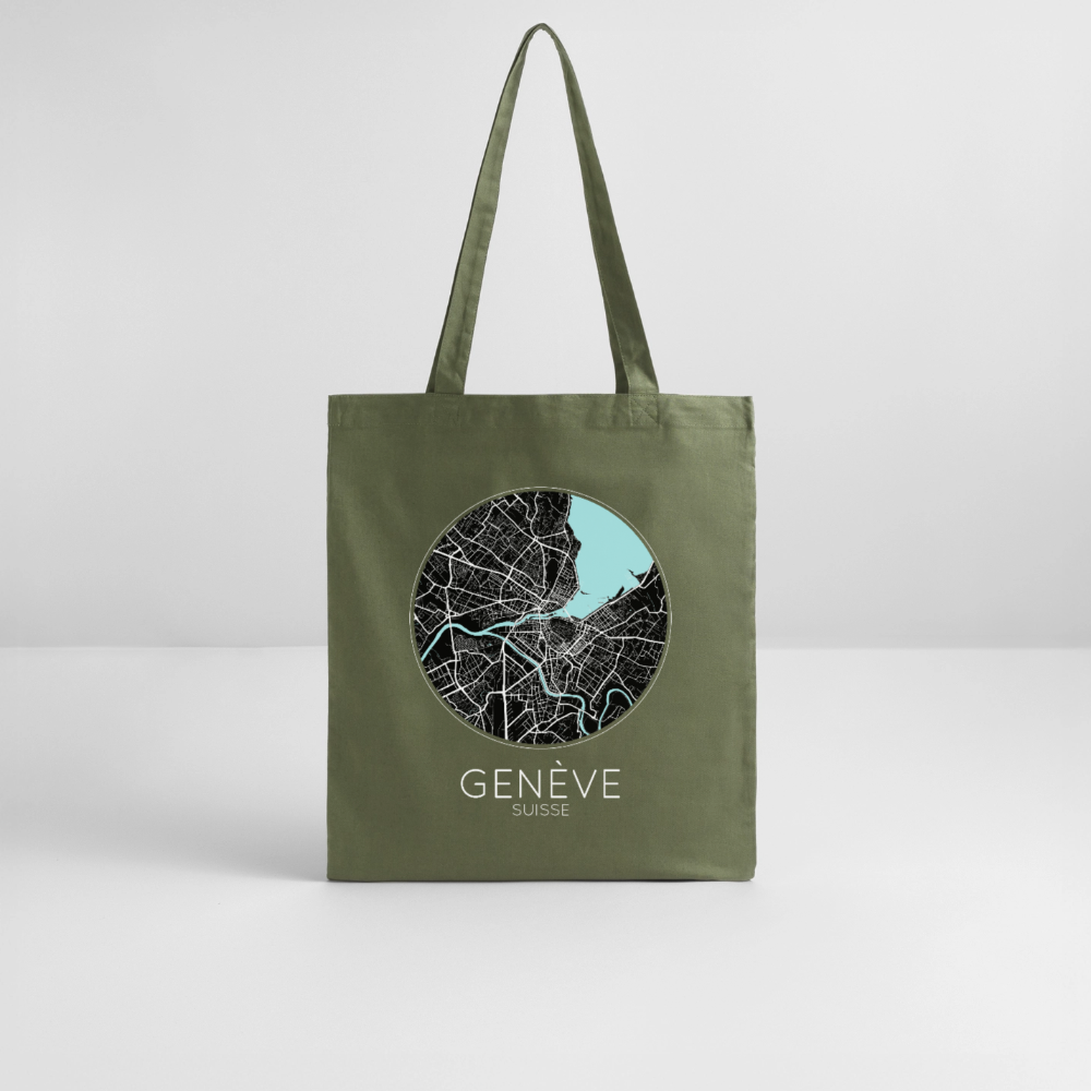 Tote Bag Genève Bio – Plan de Genève - kaki