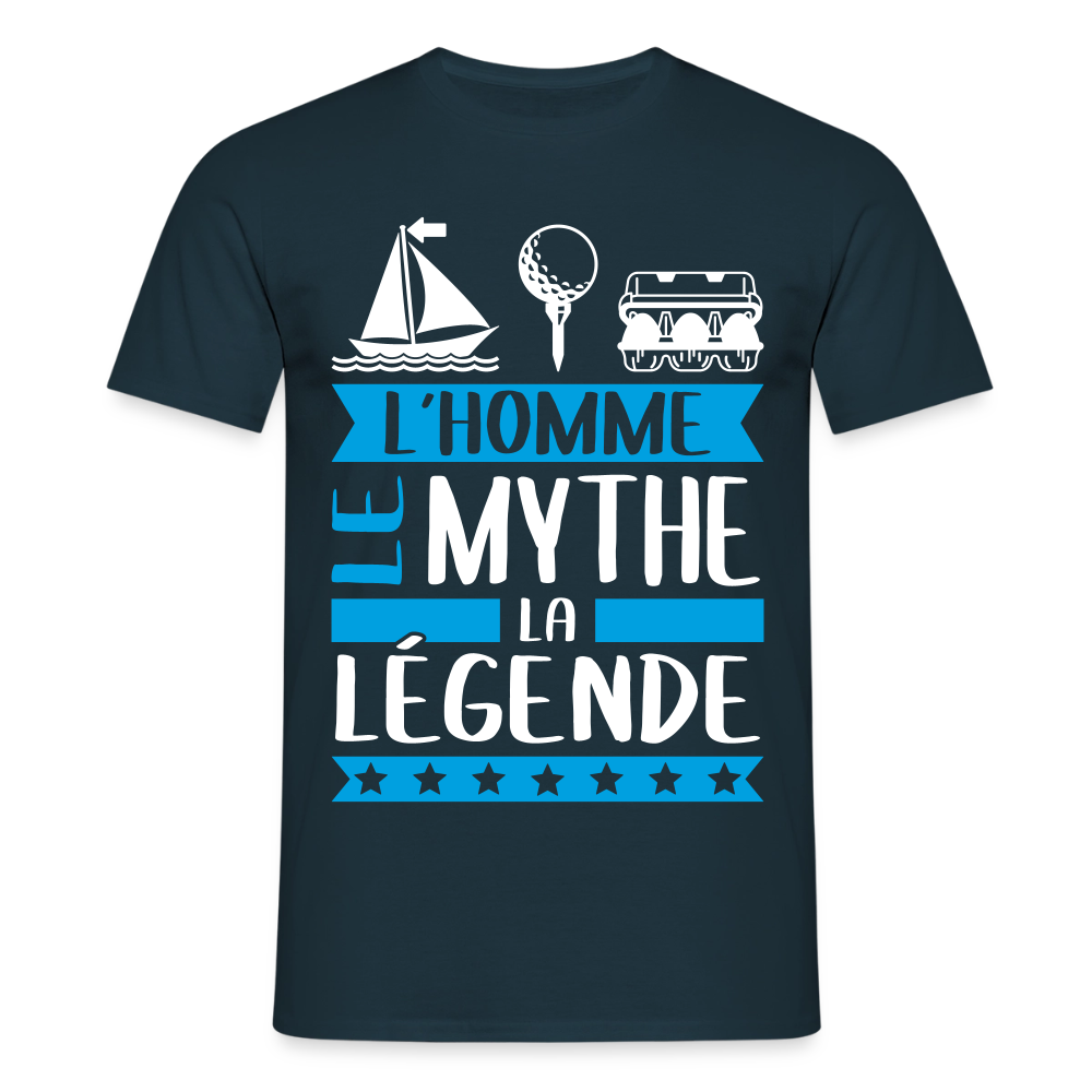 T-shirt homme Mathieu rébus – L’homme, le mythe, la légende - marine