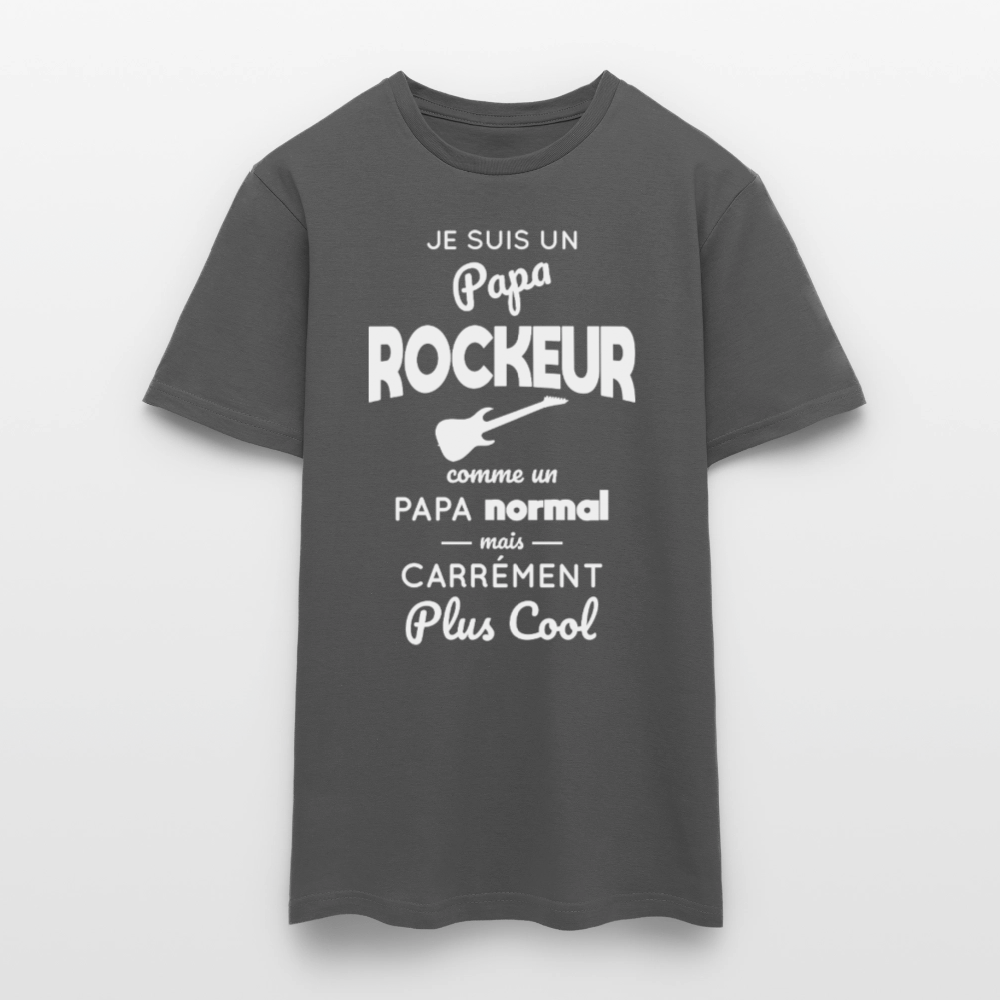 T-shirt Homme - Papa rockeur plus cool - charbon