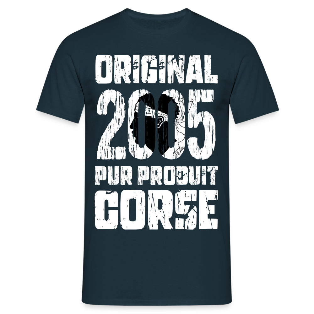 T-shirt Homme - Anniversaire 20 Ans - Original 2005 - Pur produit Corse - marine