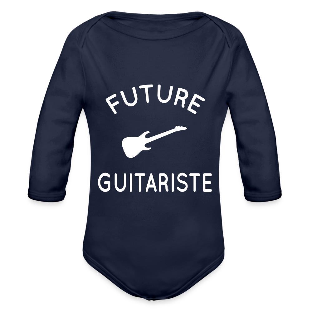 Body Bébé bio manches longues - Future guitariste - marine foncé