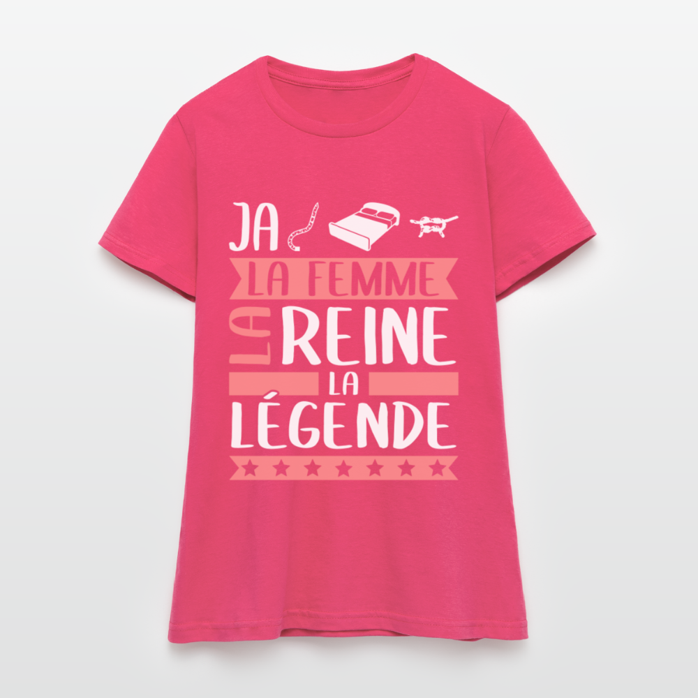 T-shirt femme Jacqueline rébus – La femme, la reine, la légende - rose azalée