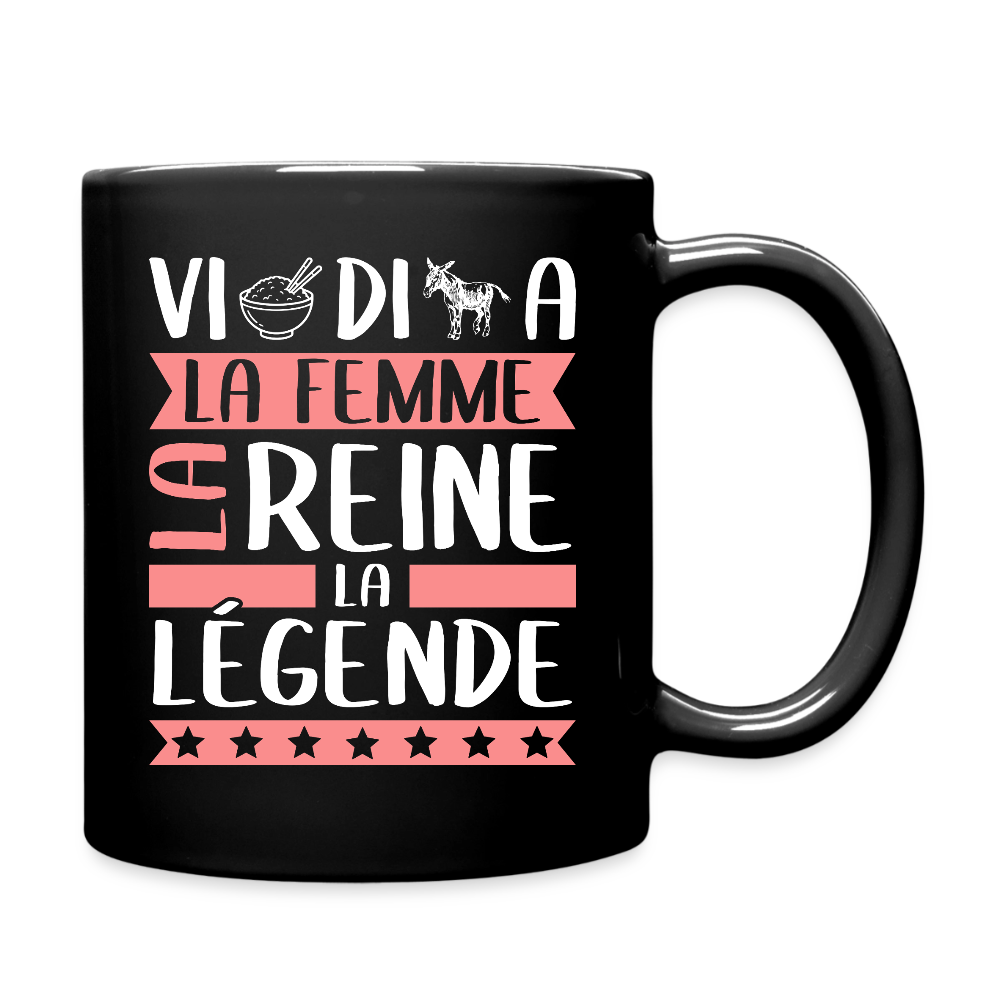 Mug uni Viridiana rébus – La femme, la reine, la légende - noir
