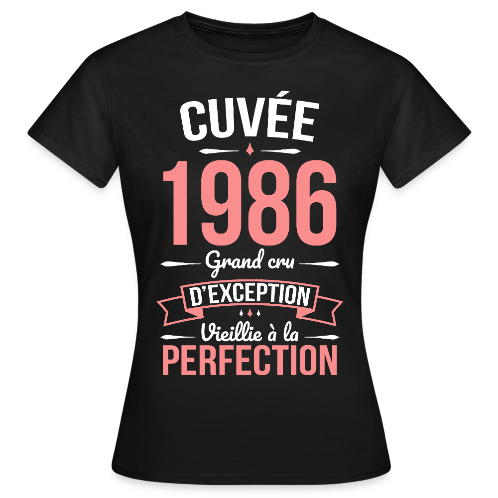 T-shirt anniversaire femme 40 ans – Cuvée 1986, Grand cru d’exception - noir