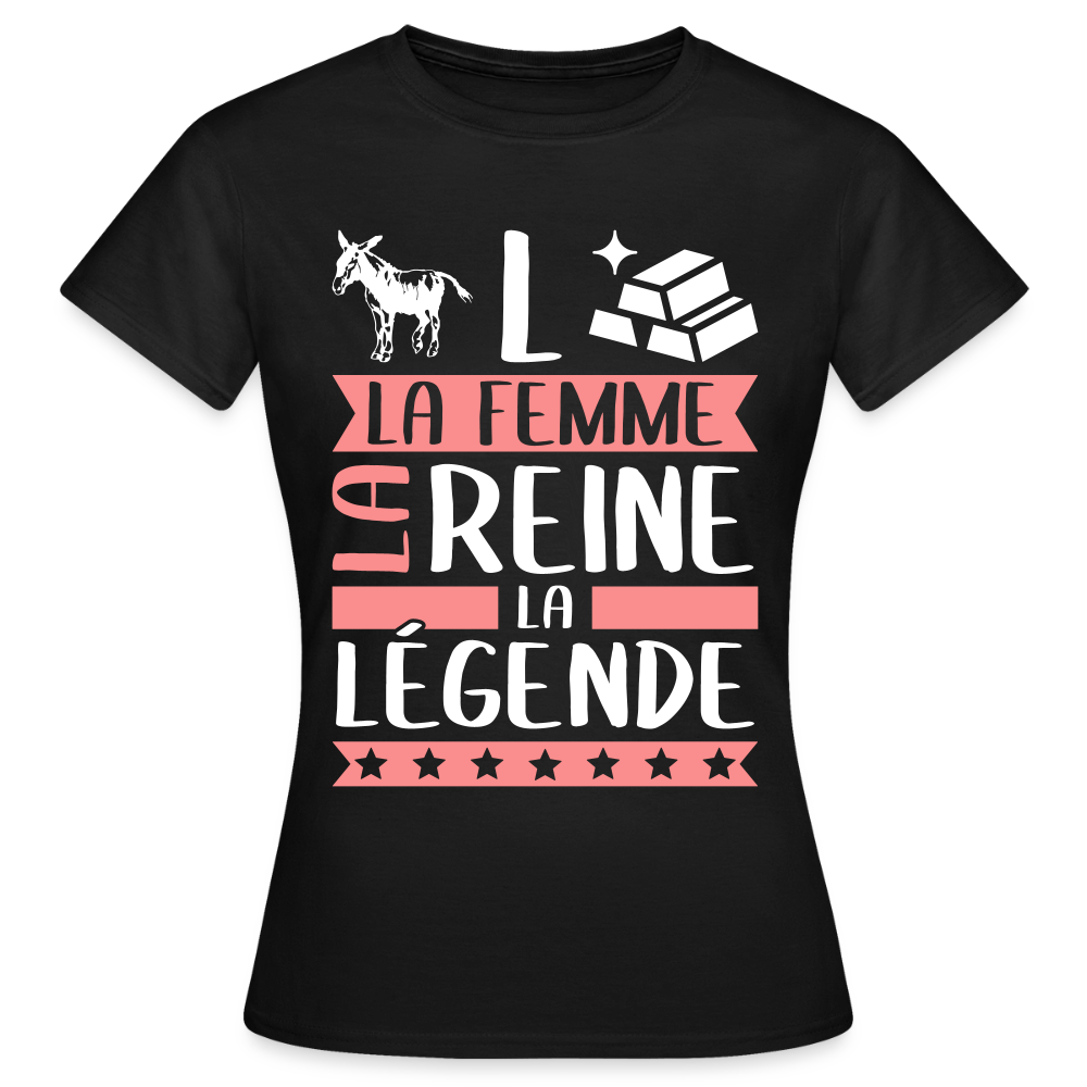 T-shirt femme Anne-Laure rébus – La femme, la reine, la légende - noir