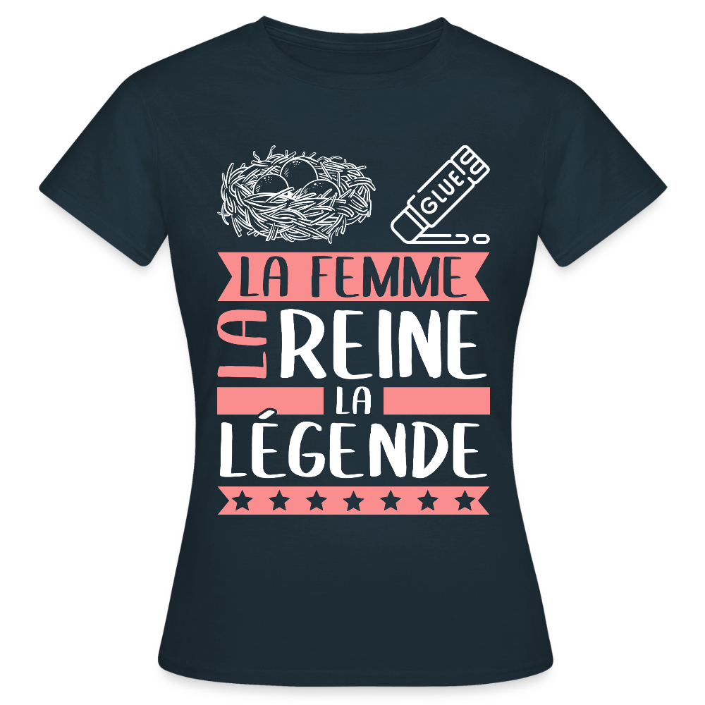 T-shirt femme Nicole rébus – La femme, la reine, la légende - marine