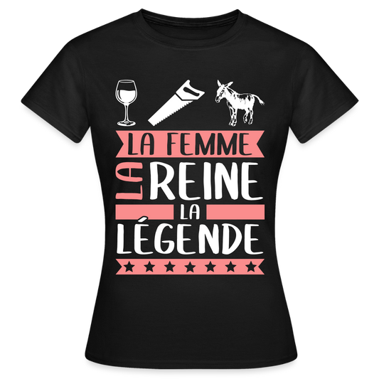 T-shirt femme Vinciane rébus – La femme, la reine, la légende - noir