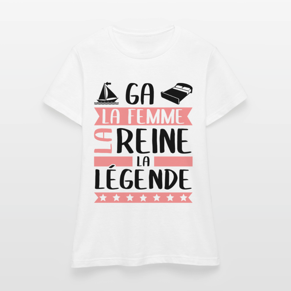 T-shirt femme coloris clair Magalie rébus – La Femme, la reine, la légende - blanc