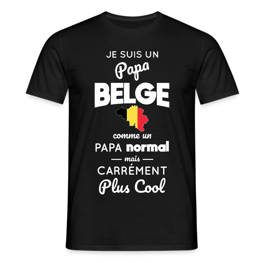 T-shirt Homme - Papa Belge Plus Cool - noir