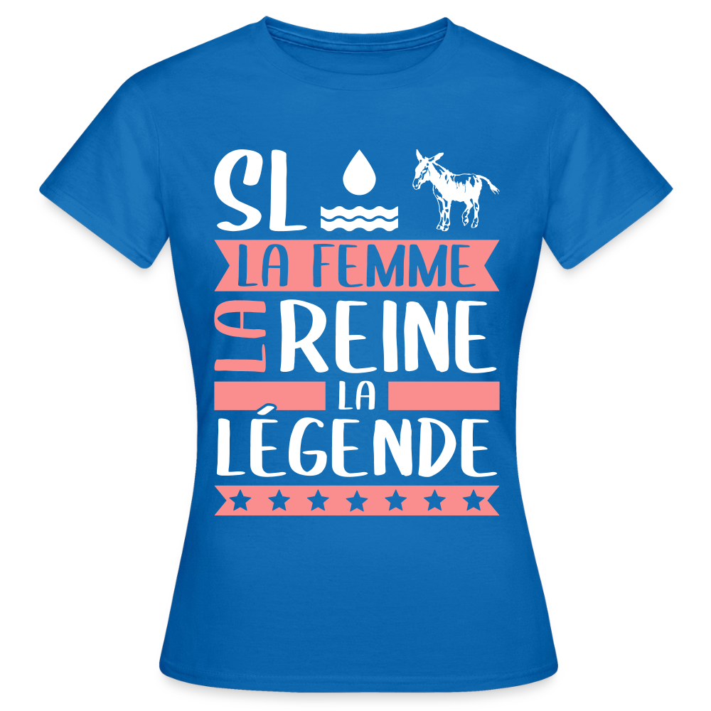 T-shirt femme Sloane rébus – La femme, la reine, la légende - bleu royal