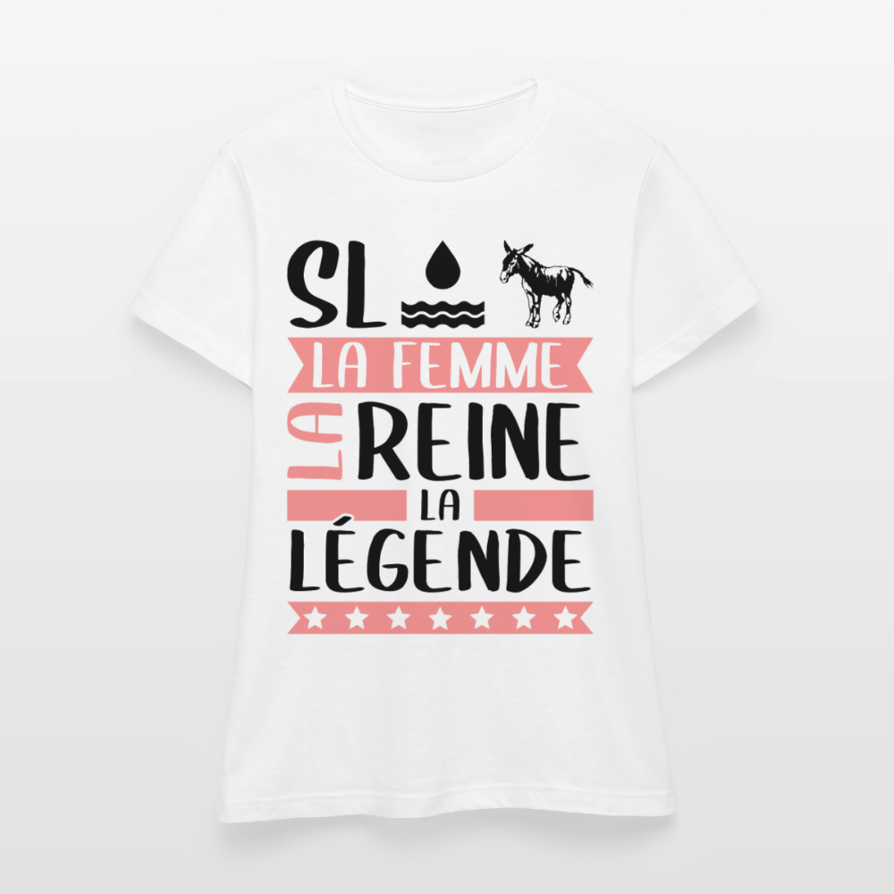 T-shirt femme coloris clair Sloane en rébus – La femme, la reine, la légende - blanc